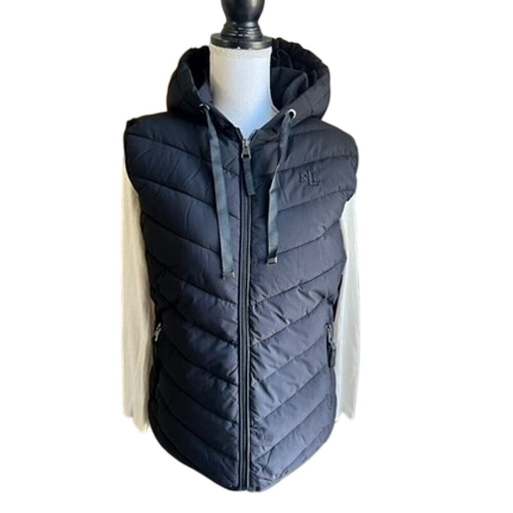Lauren Ralph Lauren black hooded jacket vest size S